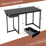 48 Inch Computer Desk with Metal Frame and Adjustable Pads-Black