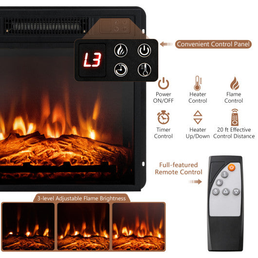 48 Inch Electric Fireplace TV Stand with Cabinets for TVs Up to 55 Inch-Brown