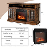 48 Inch Electric Fireplace TV Stand with Cabinets for TVs Up to 55 Inch-Brown