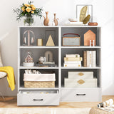 48 Inch Tall 4 Tiers Wood Bookcase with Drawer-White