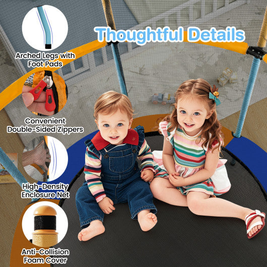 48 Inch Toddler Trampoline with Safety Enclosure Net-Orange