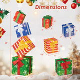 48 Inches Lighted Stacked Gift Boxes with Built-in LED Lights and Decorative Bows