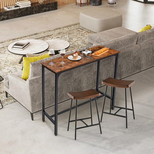 48 Inch Industrial Pub Dining Table with Steel Frame-Rustic Brown