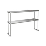 48 x 12 Inch Kitchen Stainless Steel Overshelf with Adjustable Lower Shelf