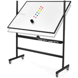 48 x 36 Inch Mobile Magnetic Double-Sided Reversible Whiteboard Height Adjust