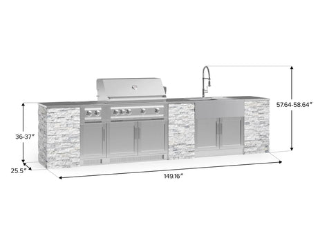 Outdoor Kitchen Signature Series 11 Piece Cabinet Set with Dual Side Burner, Sink, Platinum Grill and Grill Cabinet