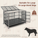 48 Inch Foldable Heavy-Duty Metal Dog Cage with Lockable Rolling Casters and Tray-48 inches