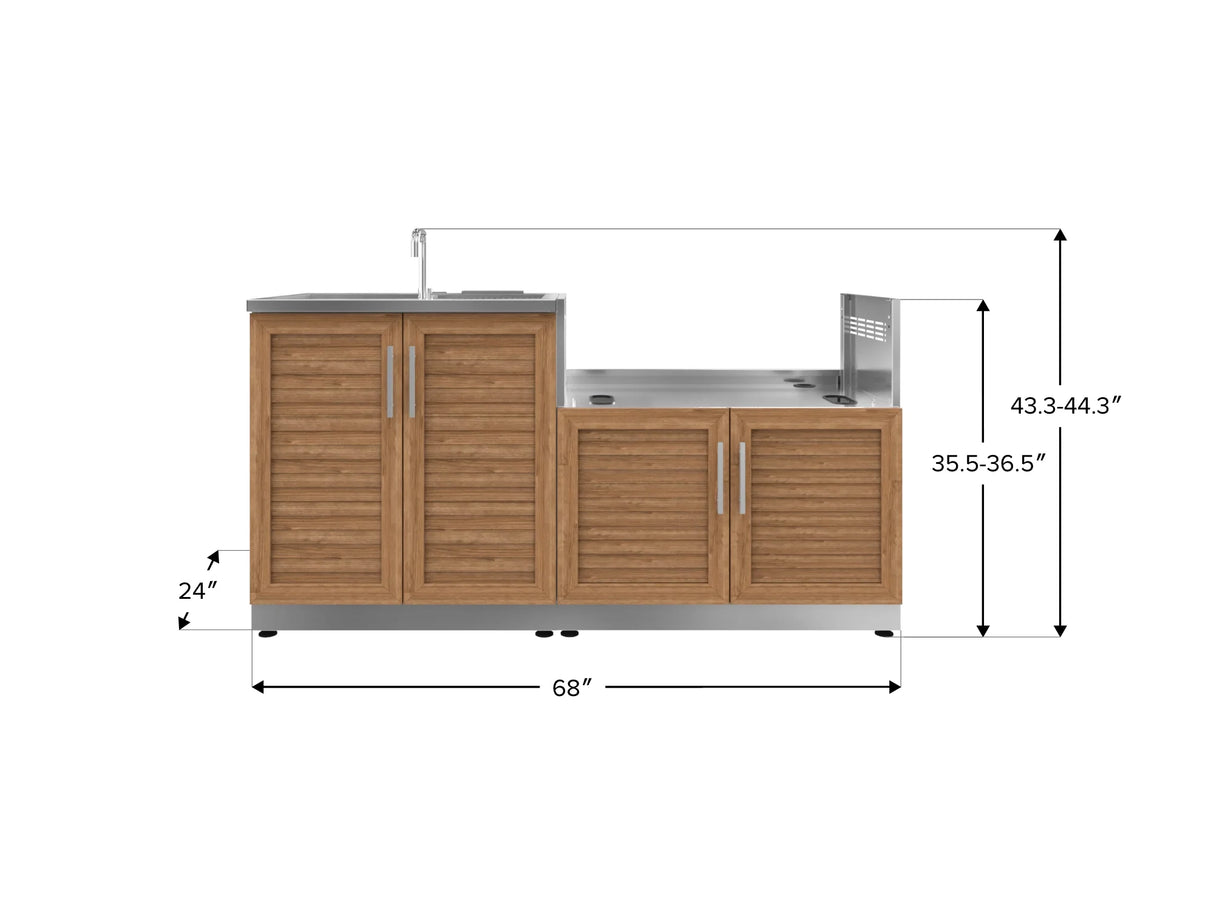 Outdoor Kitchen Stainless Steel 2 Piece Cabinet Set with Sink and Grill Cabinet