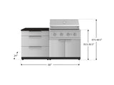 Outdoor Kitchen Stainless-Steel 4 Piece Cabinet Set with 3 Drawer, Grill Cabinet, Performance Grill, and Countertop