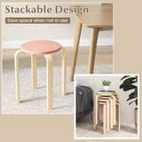 Set of 4 Bentwood Stackable Stools Dining Stools with Round Tops-Multicolor