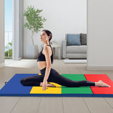 4-Panel PU Leather Folding Exercise Mat with Carrying Handles-Multicolor