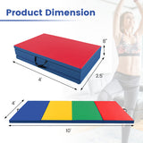 4-Panel PU Leather Folding Exercise Mat with Carrying Handles-Multicolor