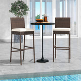 Set of 4 Patio Wicker Barstools with Seat Cushion and Footrest-Set of 4