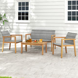 4-Piece Patio Furniture Set with Loveseat Single Chairs and Coffee Table