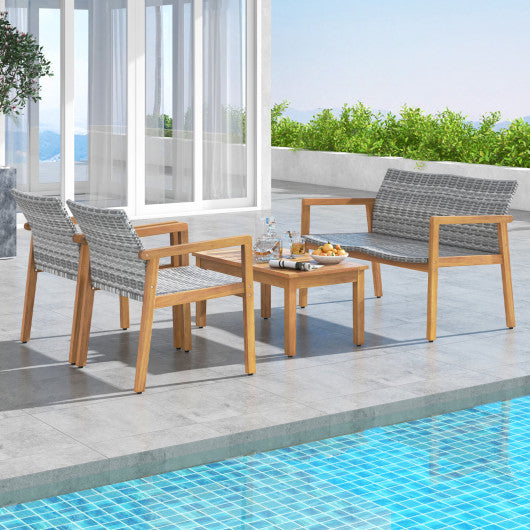 4-Piece Patio Furniture Set with Loveseat Single Chairs and Coffee Table