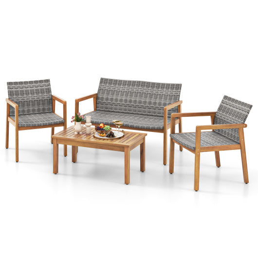 4-Piece Patio Furniture Set with Loveseat Single Chairs and Coffee Table