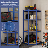 4-Tier Corner Shelving Unit Adjustable Garage Storage Utility Rack for Warehouse-Blue