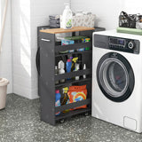 4-Tier Rolling Storage Cart Slim Kitchen Cart on Wheels with Open Shelves and Handle-Gray