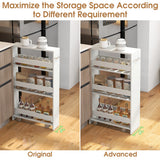 4-Tier Rolling Storage Cart Slim Kitchen Cart on Wheels with Open Shelves and Handle-White