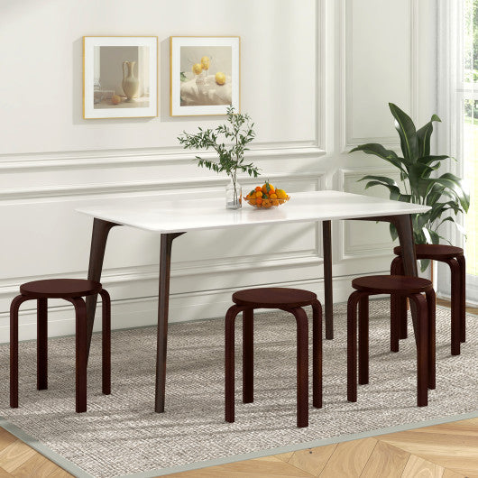 Set of 4 18 Inch Stackable Bentwood Dining Chairs with Round Top-Deep Brown