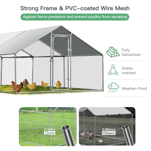 Large Walk in Shade Cage Chicken Coop with Roof Cover-20'