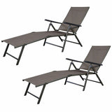 Set of 2 Adjustable Chaise Lounge Chair with 5 Reclining Positions