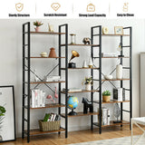 Vintage Triple Wide 5-Tier Bookcase Large Bookshelf Display Storage Shelf-Brown