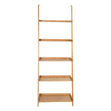 5-Tier Ladder Shelf Bamboo Bookshelf Wall-Leaning Storage Display Plant Stand-Natural