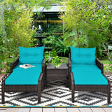 5 Pieces Patio Rattan Furniture Set Sofa