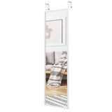 Full Length Metal Door Mirror with Adjustable Hook-White