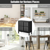 Glass Door Sideboard Console Storage Buffet Cabinet-Black