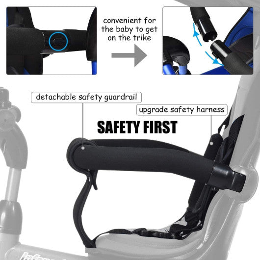 4-in-1 Kids Tricycle with Adjustable Push Handle-Blue