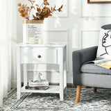 Nightstand with Drawer and Storage Shelf for Bedroom Living Room-Wine