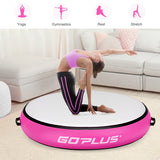 40 Inch Inflatable Round Gymnastic Mat with Electric Pump-Pink