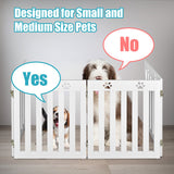 24 Inch Folding Wooden Freestanding Pet Gate Dog Gate with 360° Hinge -White