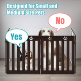 24 Inch Folding Wooden Freestanding Pet Gate Dog Gate with 360° Hinge -Dark Brown