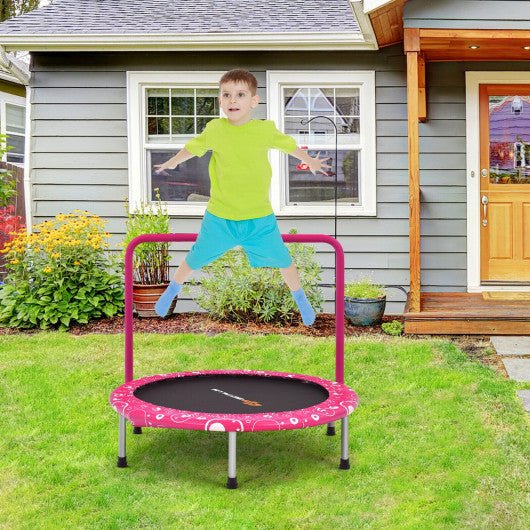 36 Inch Kids Trampoline Mini Rebounder with Full Covered Handrail-Pink