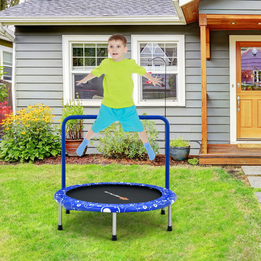 36 Inch Kids Trampoline Mini Rebounder with Full Covered Handrail-Blue