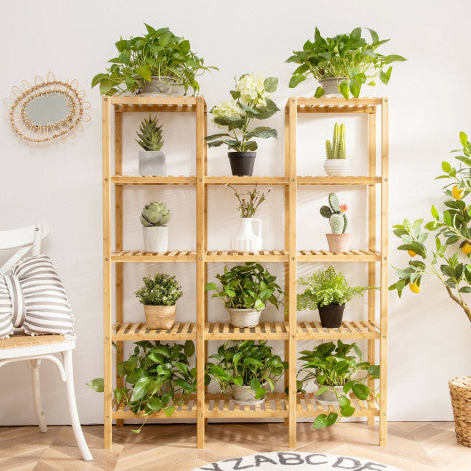 Multifunctional Bamboo Shelf Flower Plant Display Stand