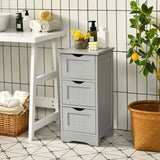 Bathroom Floor Freestanding Storage Organizer with 3 Drawers-Gray