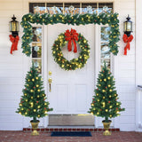 4 Pieces Christmas Decoration Set with Garland Wreath and Entrance Trees