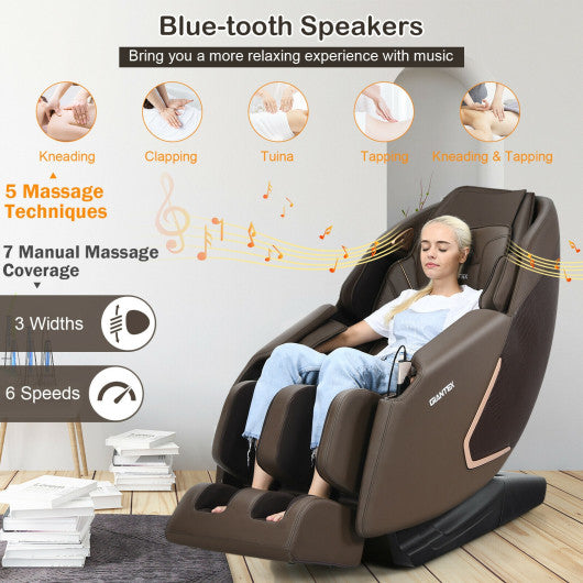 Soothe 10-Full Body Zero Gravity Massage Chair with SL Track Heat Installation-free-Brown