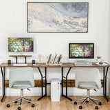 88.5 Inch L Shaped Reversible Computer Desk Table with Monitor Stand-Rustic Brown