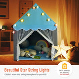 Kids Playhouse Tent with Star Lights and Mat-Blue