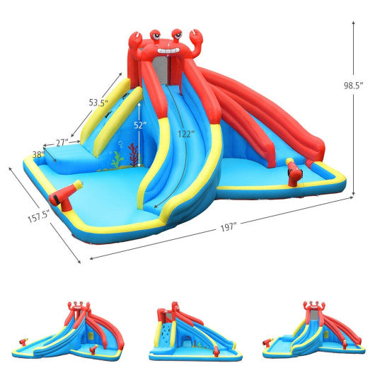 Inflatable Water Slide Bounce House with Water Cannon and 950W Blower