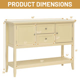 Wooden Sideboard Buffet Console Table  with Drawers and Storage-Beige