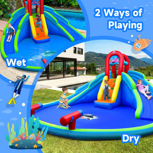 Inflatable Waterslide Bounce House with Upgraded Handrail without Blower