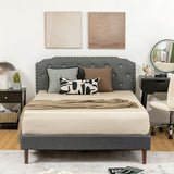 Upholstered Bed Frame with Adjustable Diamond Button Headboard-Full Size