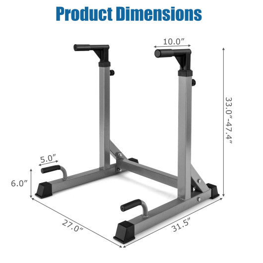 Adjustable Dip Bar with 10 Height Levels-Silver