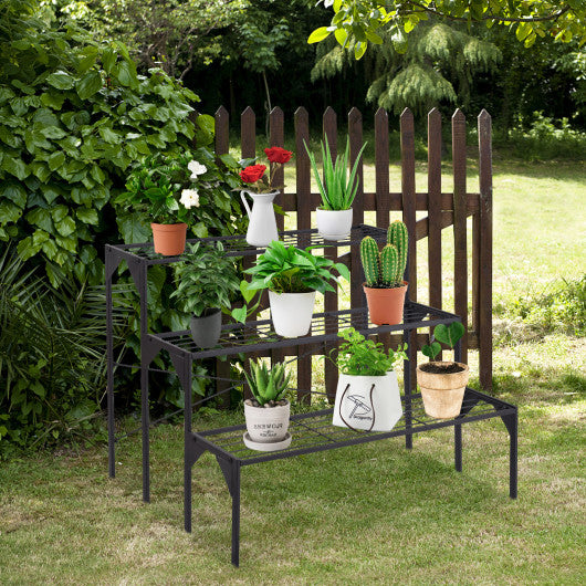 Outdoor 3 Tier Metal Plant Stand with Heavy Duty Rack for Multiple Use